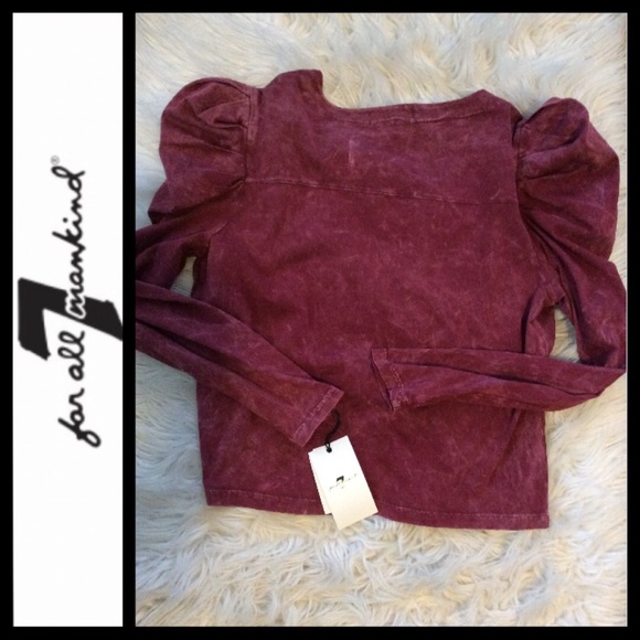 NWT 7FAM Puff-Shoulder Tie Dye Top - Picture 4 of 9